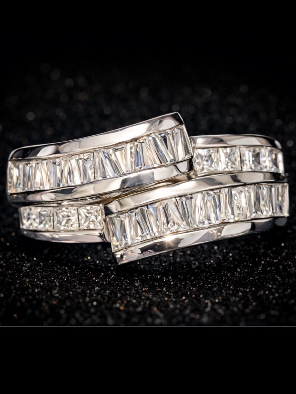 Victoria Wieck vintage channel set princess baguettes CZ wedding band ring HSN